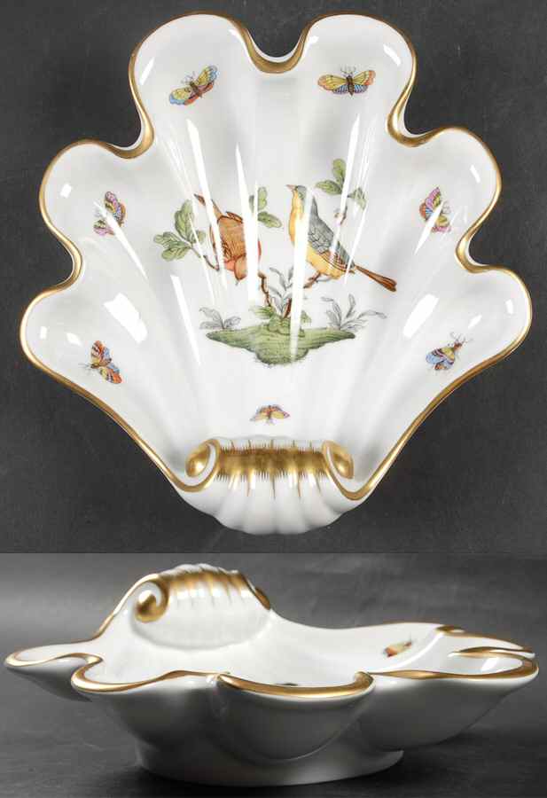 Rothschild Bird (RO) 9" Shell Shaped Dish by Herend-1