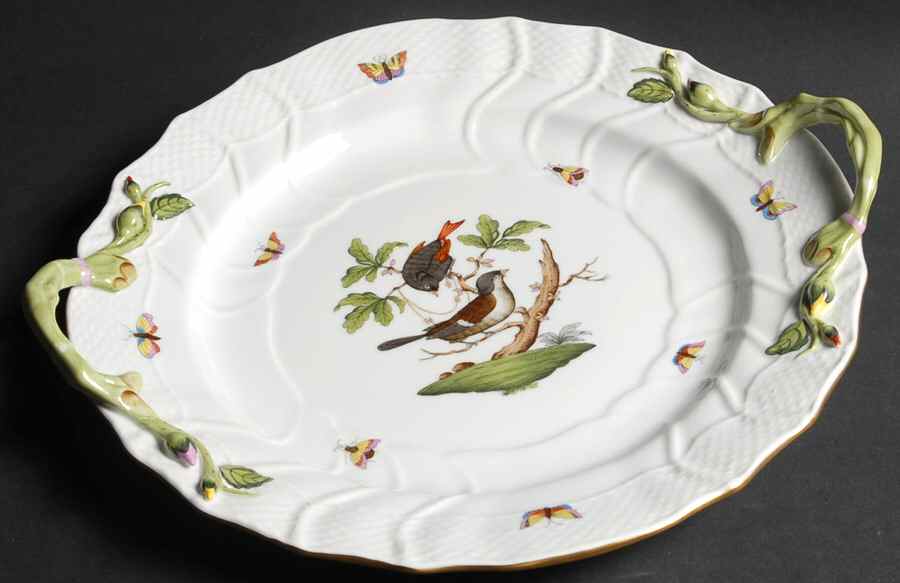Rothschild Bird (RO) 12" Handled Chop Plate (Round Platter) by Herend-1