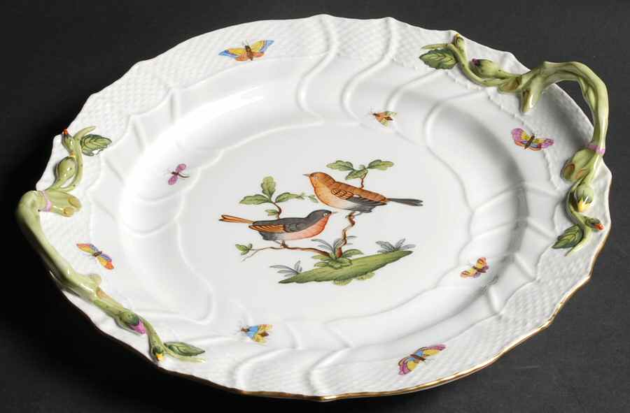 Rothschild Bird (RO) 12" Handled Chop Plate (Round Platter) by Herend-1