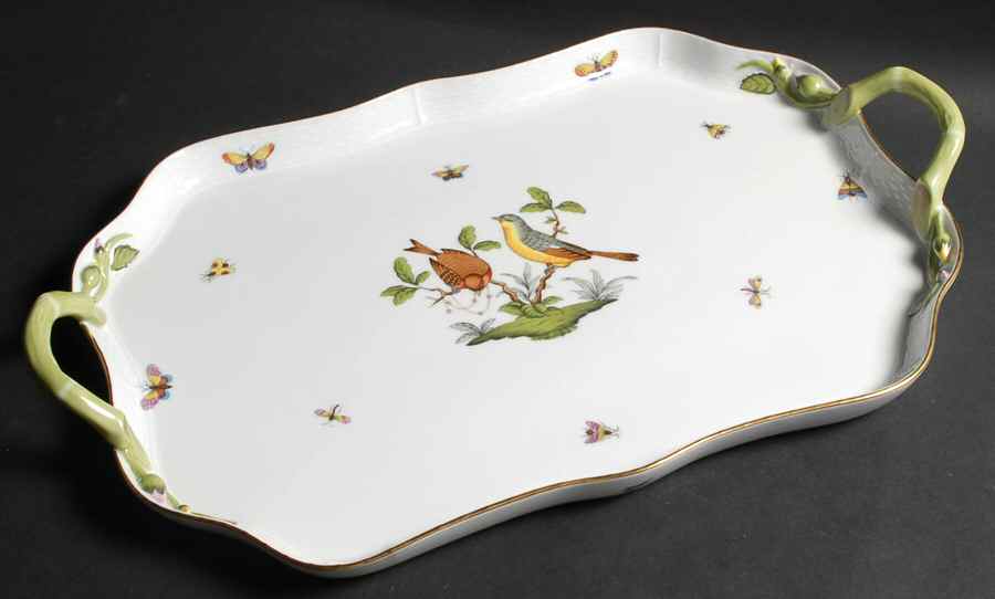 Rothschild Bird (RO) 18" Rectangular Handled Tray by Herend-1
