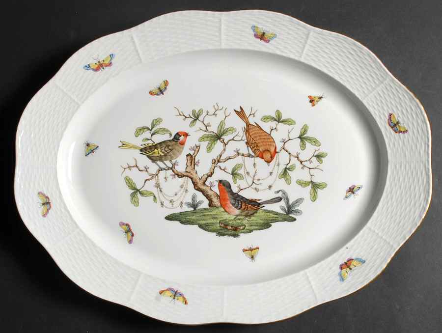 Rothschild Bird (RO) 16" Oval Serving Platter by Herend-1