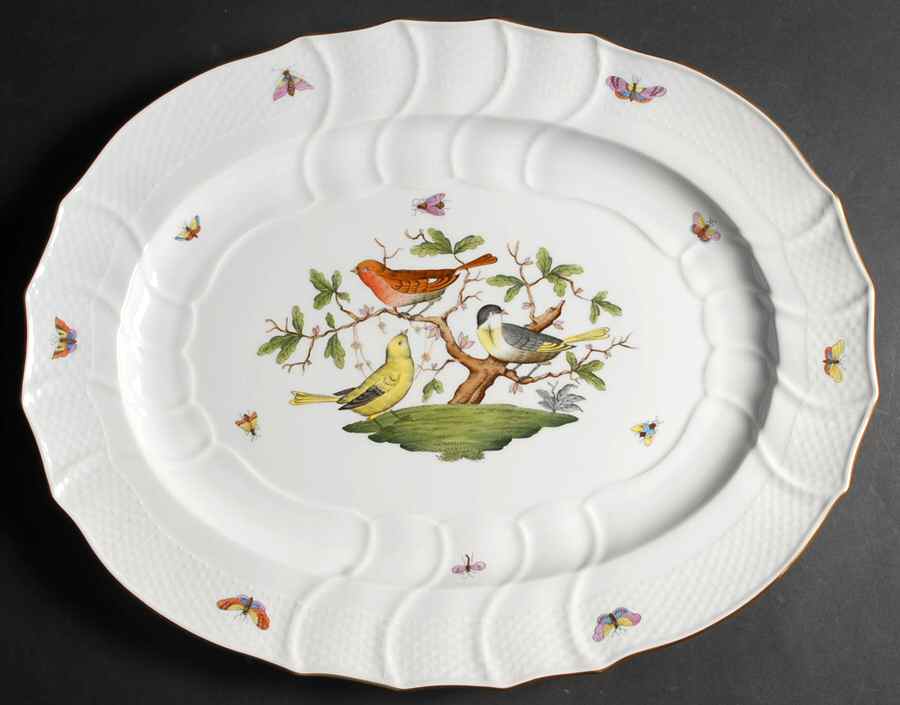 Rothschild Bird (RO) 18" Oval Serving Platter by Herend-1