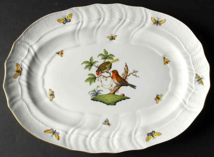 Rothschild Bird (RO) 15" Oval Serving Platter by Herend-1