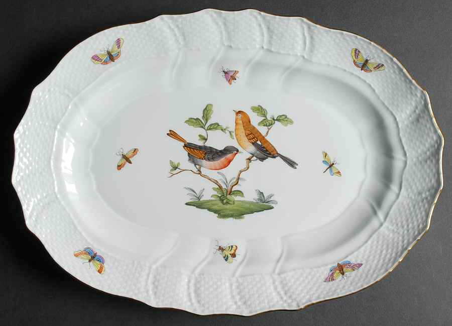 Rothschild Bird (RO) 13" Oval Serving Platter by Herend-1