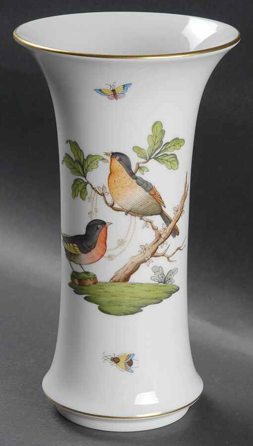 Rothschild Bird (RO) 8" Flared Vase by Herend-1