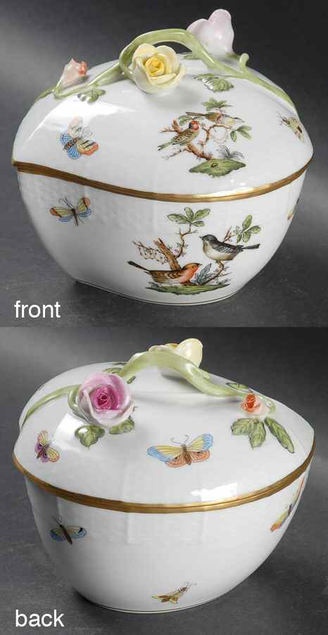 Rothschild Bird (RO) Heart Shape Box & Lid by Herend-1