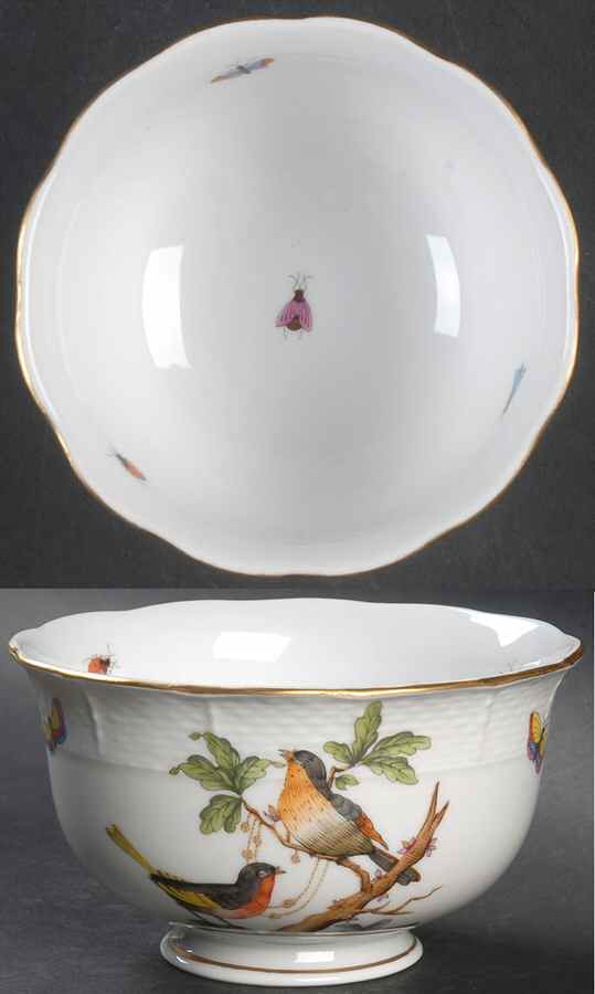 Rothschild Bird (RO) Cranberry Bowl by Herend-1