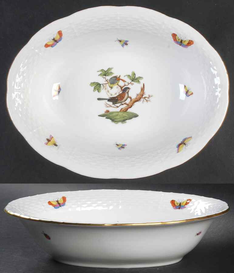 Rothschild Bird (RO) 10" Oval Vegetable Bowl by Herend-1