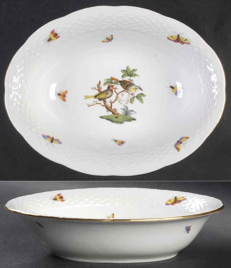 Rothschild Bird (RO) 10" Oval Vegetable Bowl by Herend-1