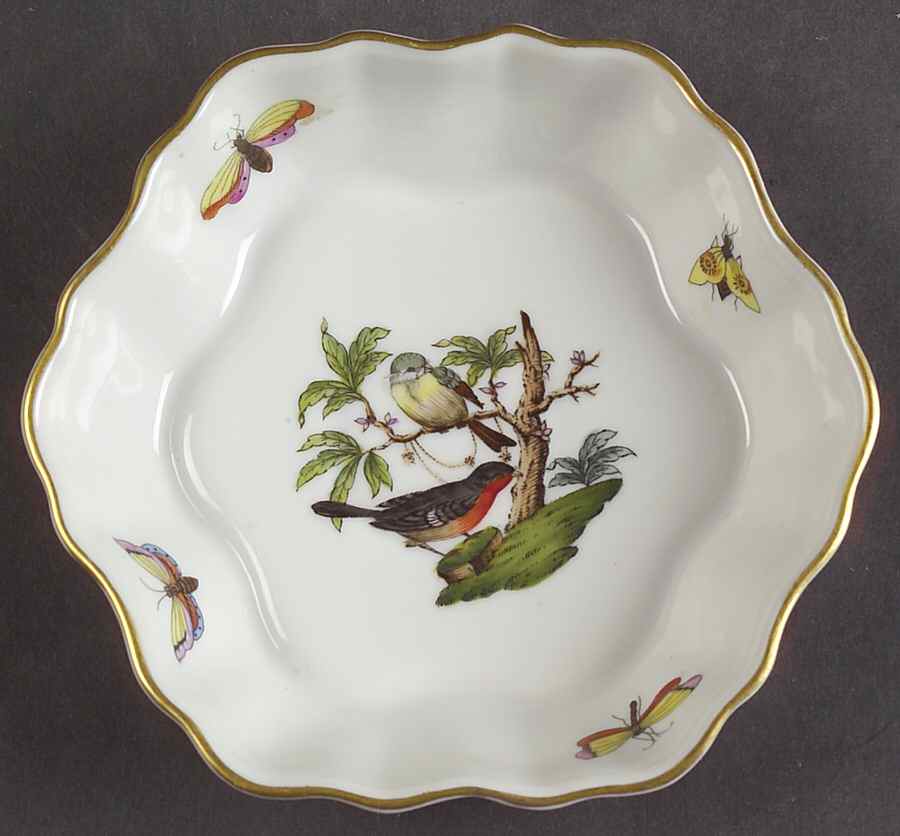 Rothschild Bird (RO) 4" Hexagonal Ashtray by Herend-1