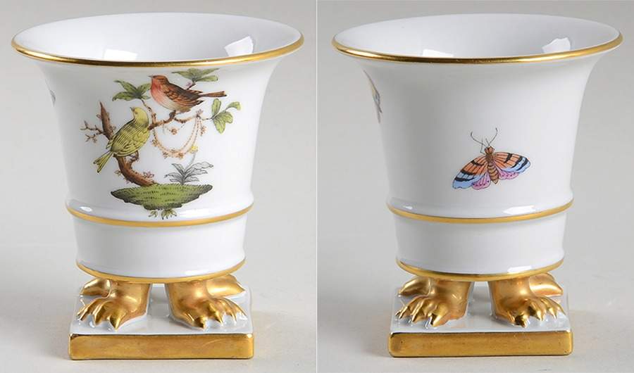 Rothschild Bird (RO) 3" Small Claw Footed Vase by Herend-1