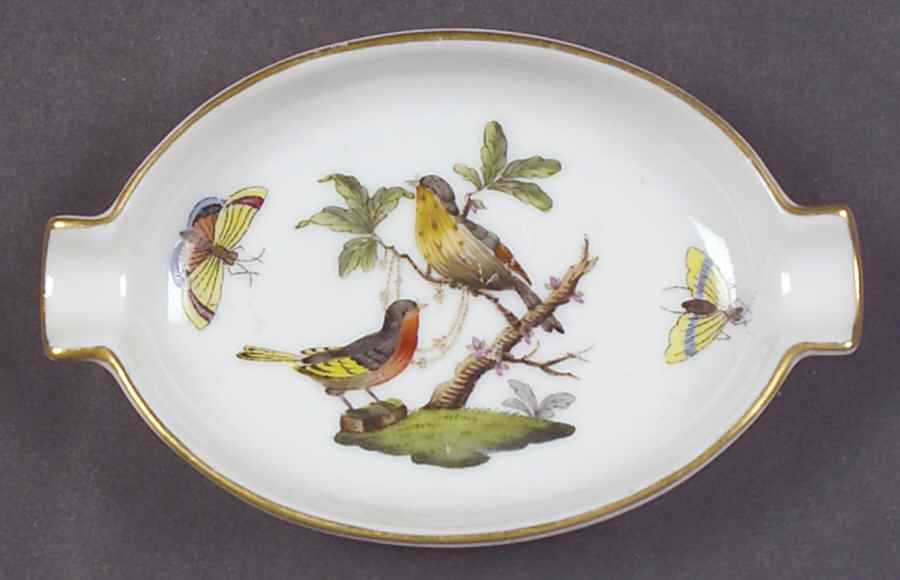 Rothschild Bird (RO) 3" Oval Ashtray with Lips by Herend-1