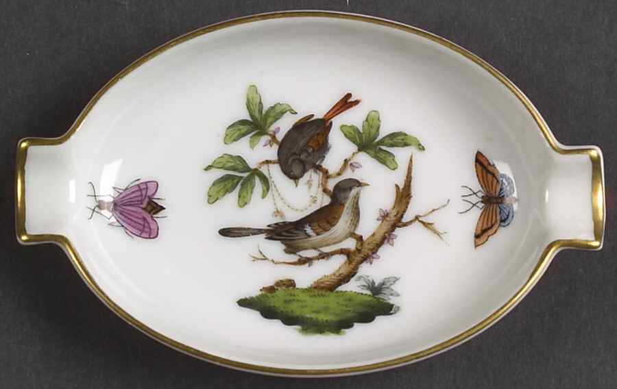 Rothschild Bird (RO) 3" Oval Ashtray with Lips by Herend-1