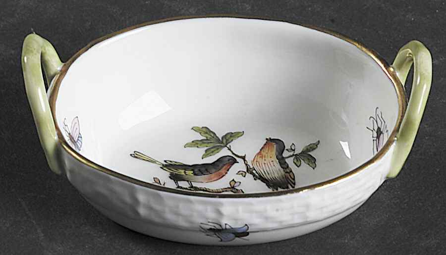 Rothschild Bird (RO) 2" Small Oval Handled Basket by Herend-1