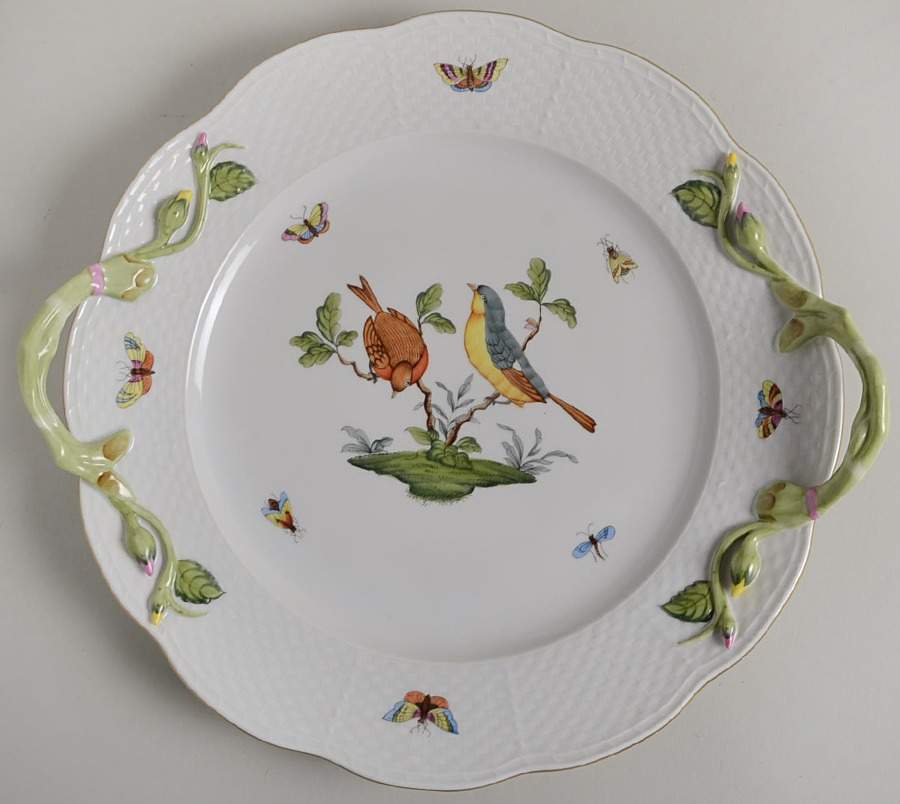 Rothschild Bird (RO) 12" Handled Chop Plate (Round Platter) by Herend-1