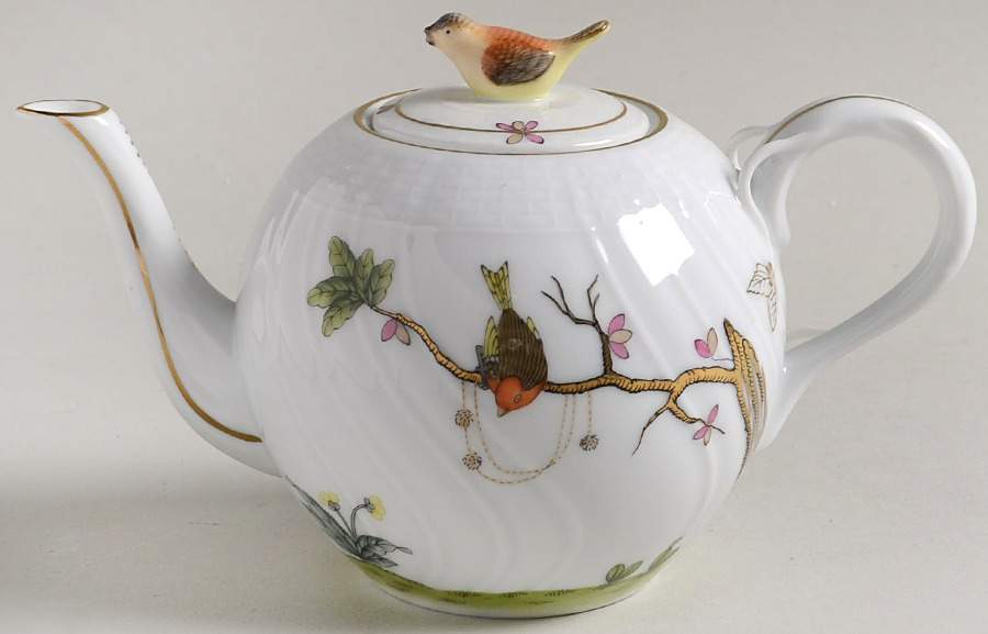 Rothschild Bird (RO) 150 Anniversary Individual Teapot & Lid by Herend-1