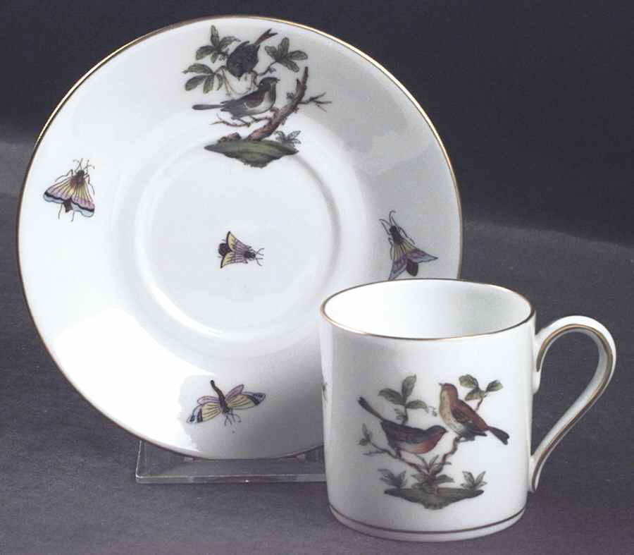 Rothschild Bird (RO) Flat Demitasse Cup & Saucer Set by Herend-1