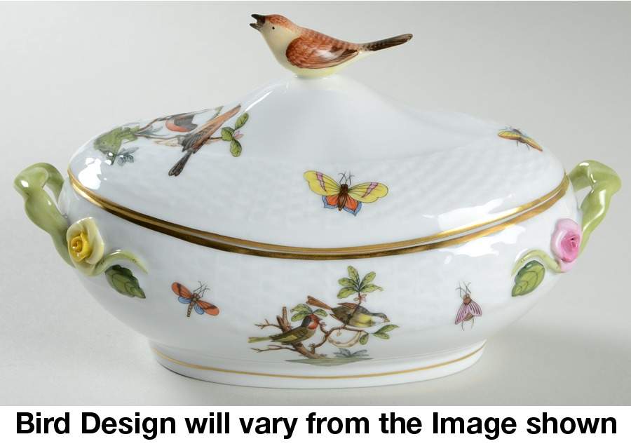 Rothschild Bird (RO) 5" Oval Bon Bon & Lid by Herend-1