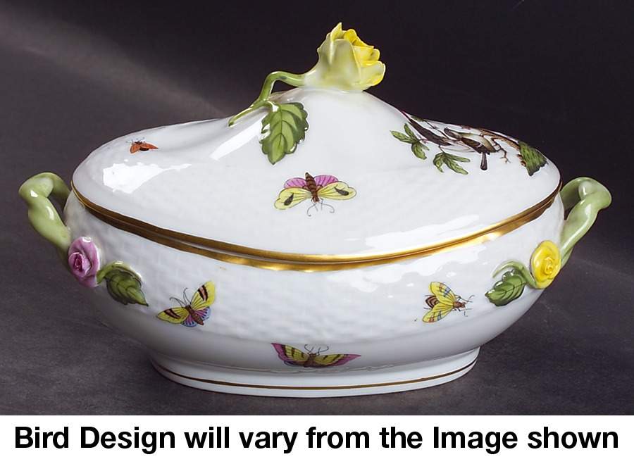 Rothschild Bird (RO) 5" Oval Bon Bon & Lid by Herend-1