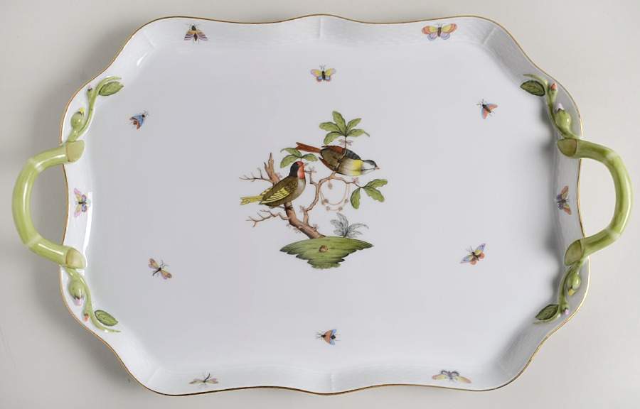 Rothschild Bird (RO) 18" Rectangular Handled Tray by Herend-1