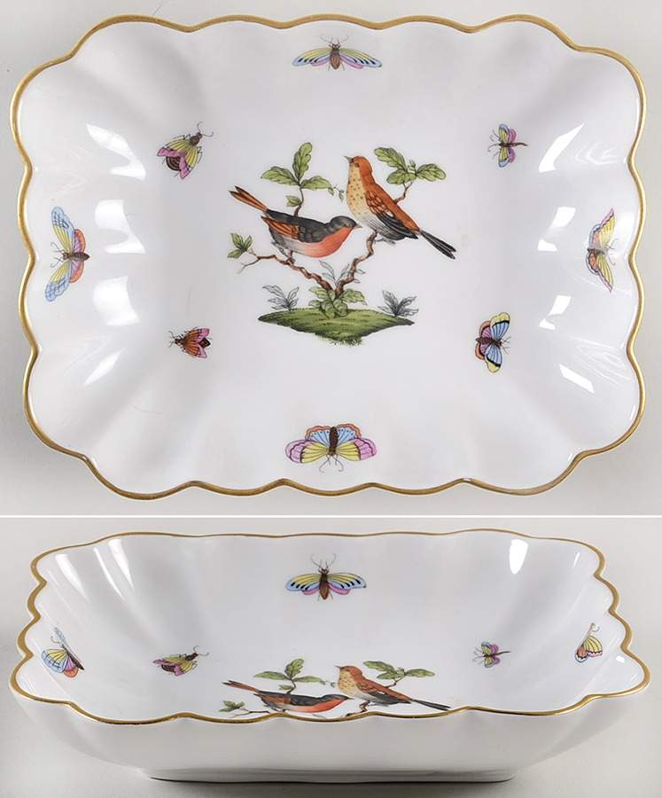 Rothschild Bird (RO) 7" Rectangular Nut Dish by Herend-1
