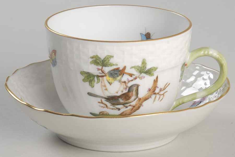 Rothschild Bird (RO) Flat Demitasse Cup & Saucer Set by Herend-1