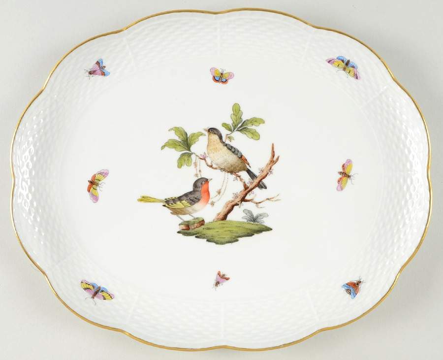 Rothschild Bird (RO) 12" Oval Tray by Herend-1
