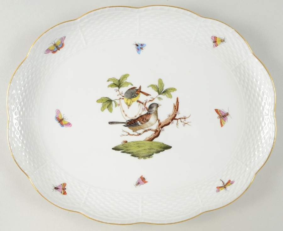 Rothschild Bird (RO) 12" Oval Tray by Herend-1