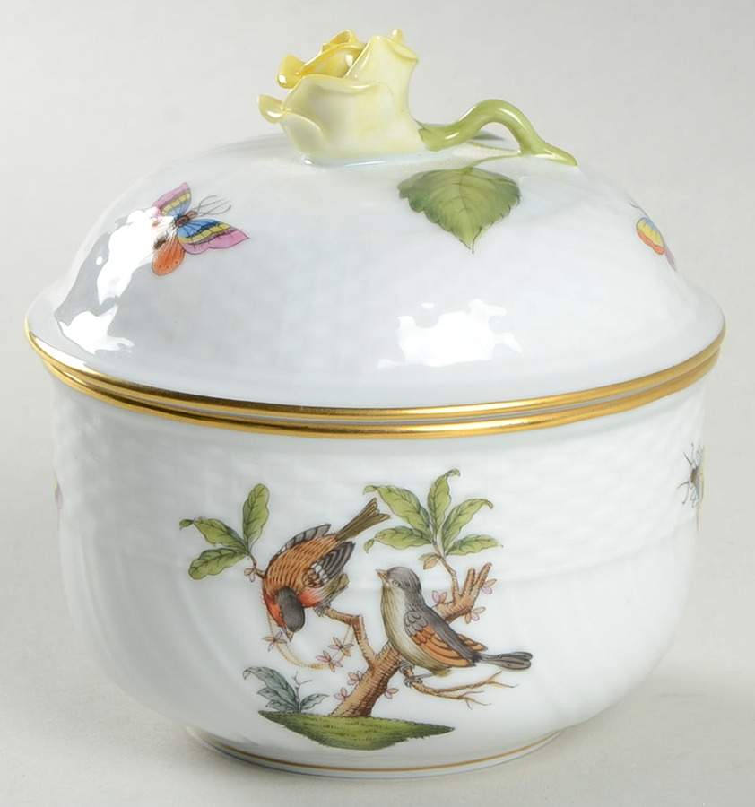 Rothschild Bird (RO) Sugar Bowl & Lid by Herend-1