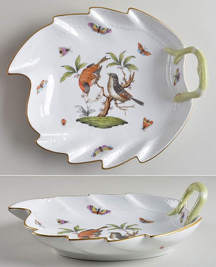 Rothschild Bird (RO) 9" Leaf Dish by Herend-1