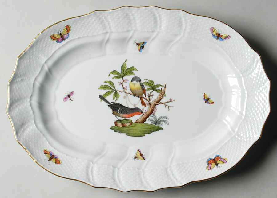 Rothschild Bird (RO) 13" Oval Serving Platter by Herend-1