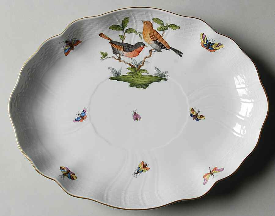 Rothschild Bird (RO) 10" Oval Dish by Herend-1