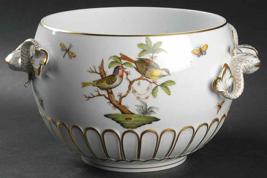Rothschild Bird (RO) Dolphin Handle & Finial Tureen No Lid by Herend-1