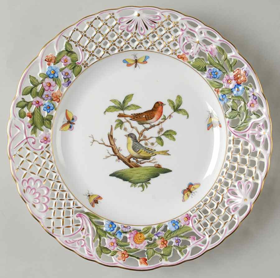 Rothschild Bird (RO) 9" Pierced Plate by Herend-1