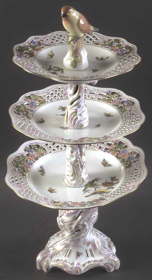 Rothschild Bird (RO) 7 Pc 3 Tier Server w/Bird Finial by Herend-1
