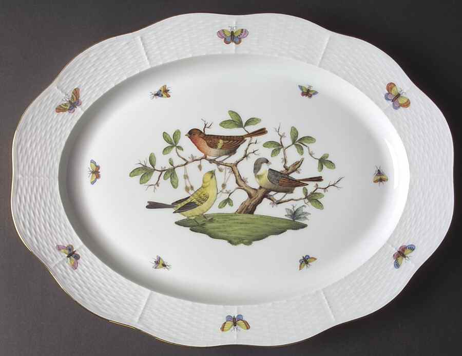 Rothschild Bird (RO) 16" Oval Serving Platter by Herend-1