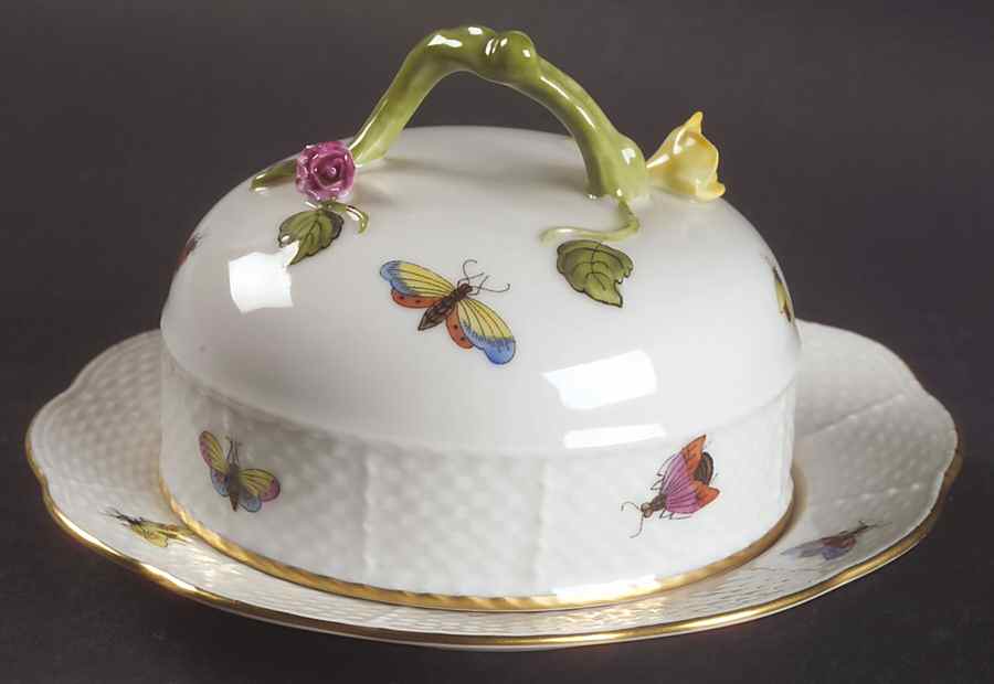 Rothschild Bird (RO) Mini Round Covered Butter by Herend-1