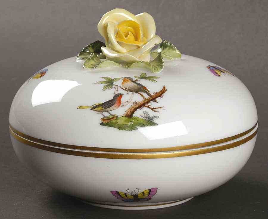 Rothschild Bird (RO) 4" Round Bon Bon & Lid by Herend-1