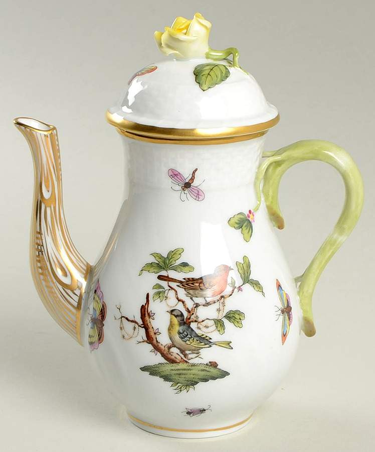Rothschild Bird (RO) Individual Coffee Pot & Lid by Herend-1