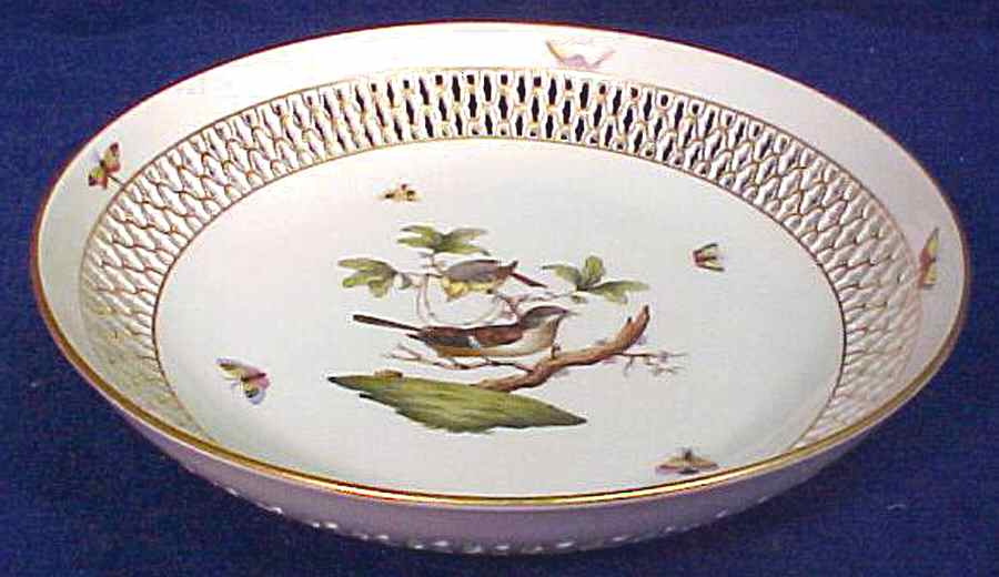 Rothschild Bird (RO) Large Pierced Berry Bowl by Herend-1