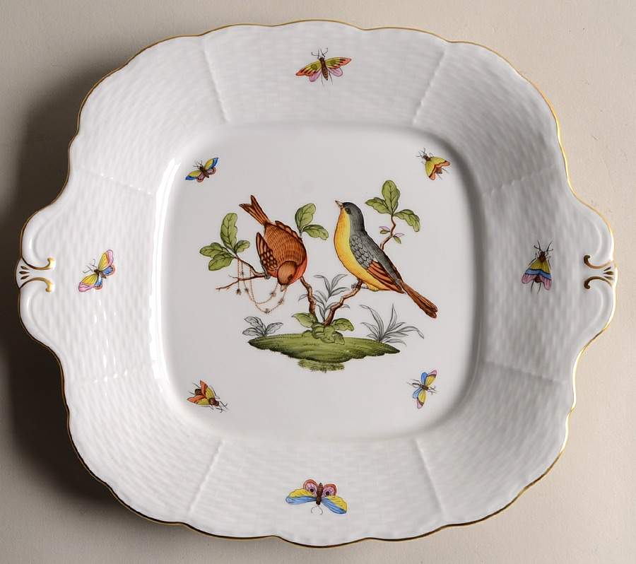 Rothschild Bird (RO) Square Handled Cake Plate by Herend-1