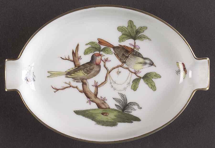 Rothschild Bird (RO) 5" Oval Ashtray with Lips by Herend-1
