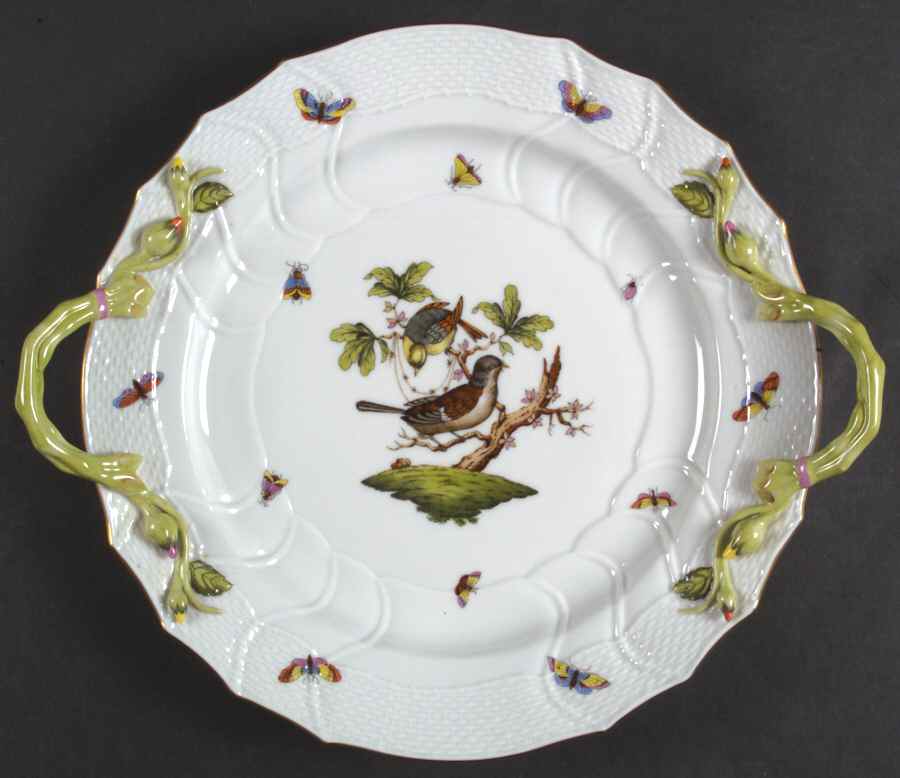 Rothschild Bird (RO) 14" Handled Chop Plate (Round Platter) by Herend-1