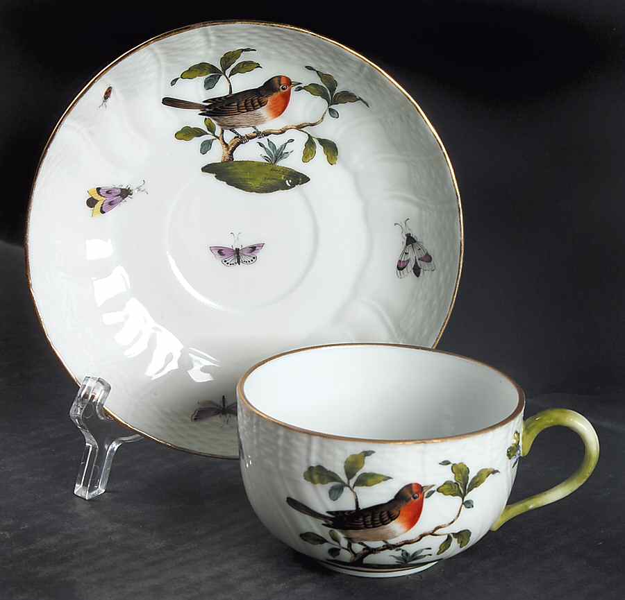 Rothschild Bird (RO) Flat Cup & Saucer Set by Herend-1