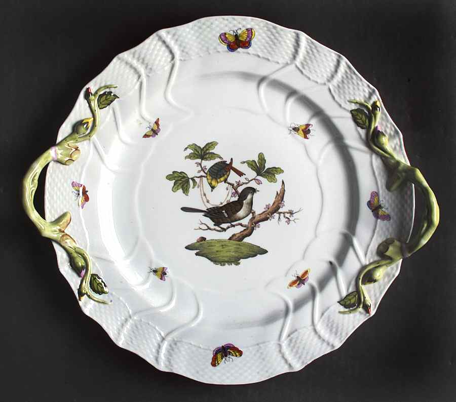 Rothschild Bird (RO) 12" Handled Chop Plate (Round Platter) by Herend-1