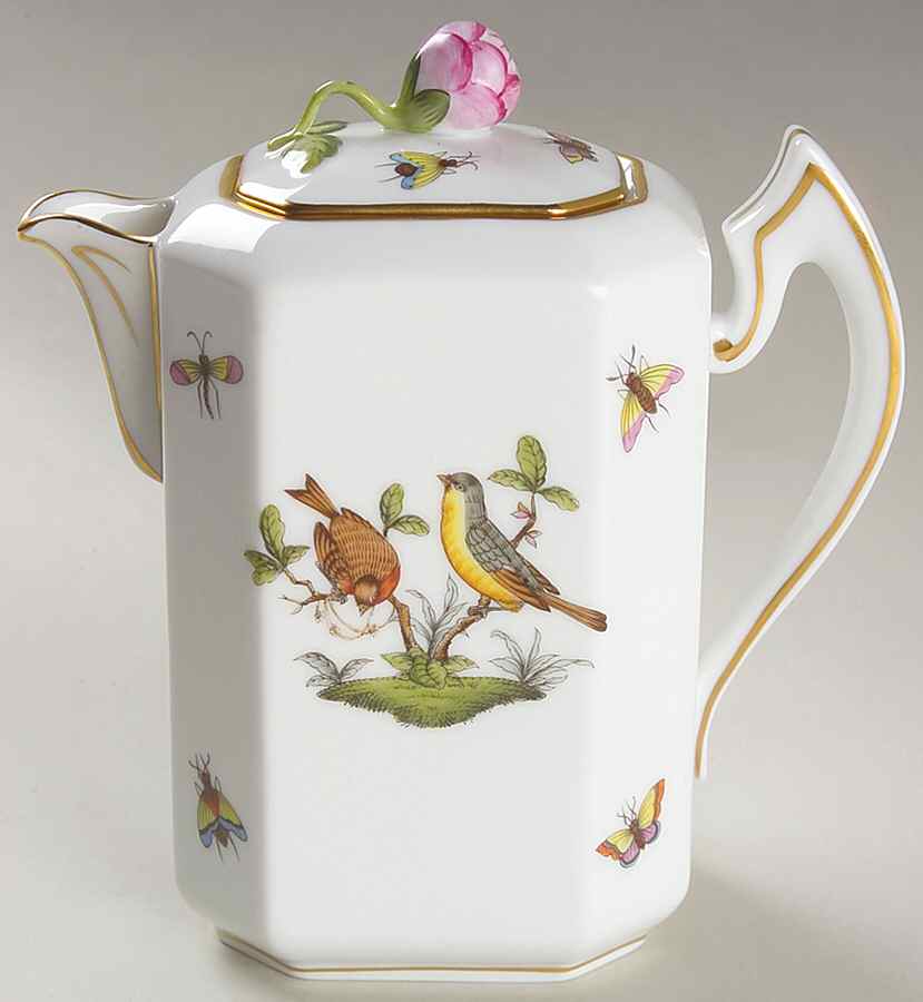Rothschild Bird (RO) Mini Coffee Pot & Lid by Herend-1
