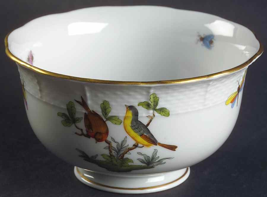 Rothschild Bird (RO) Cranberry Bowl by Herend-1