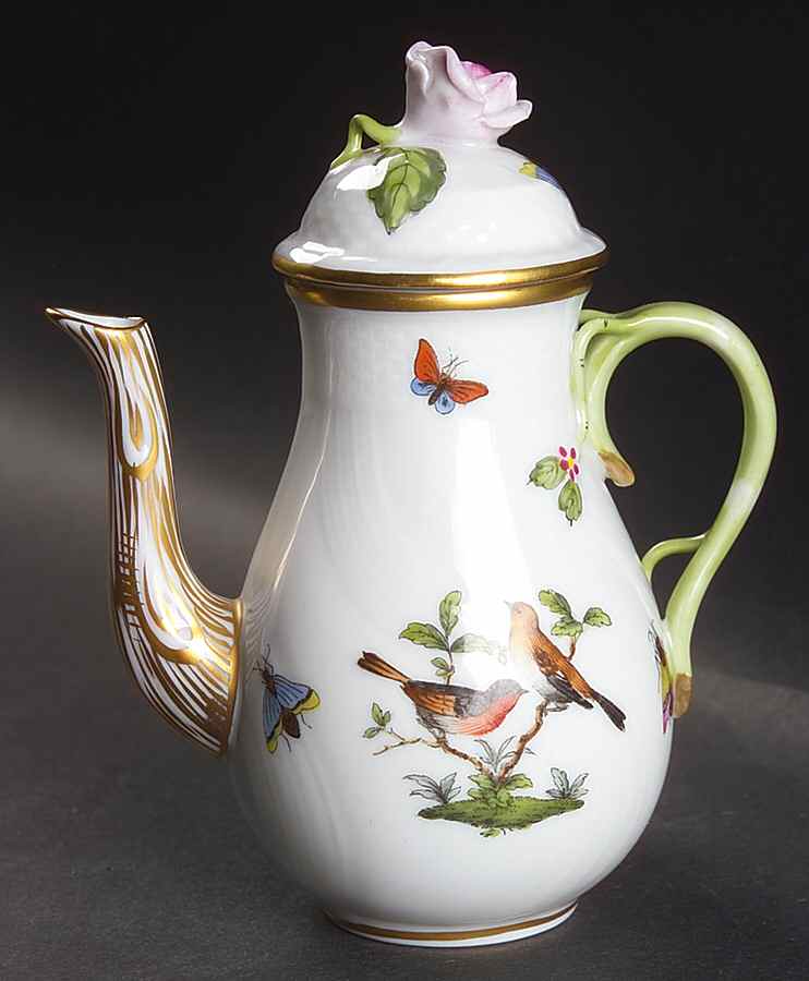 Rothschild Bird (RO) Miniature Coffee Pot & Lid by Herend-1