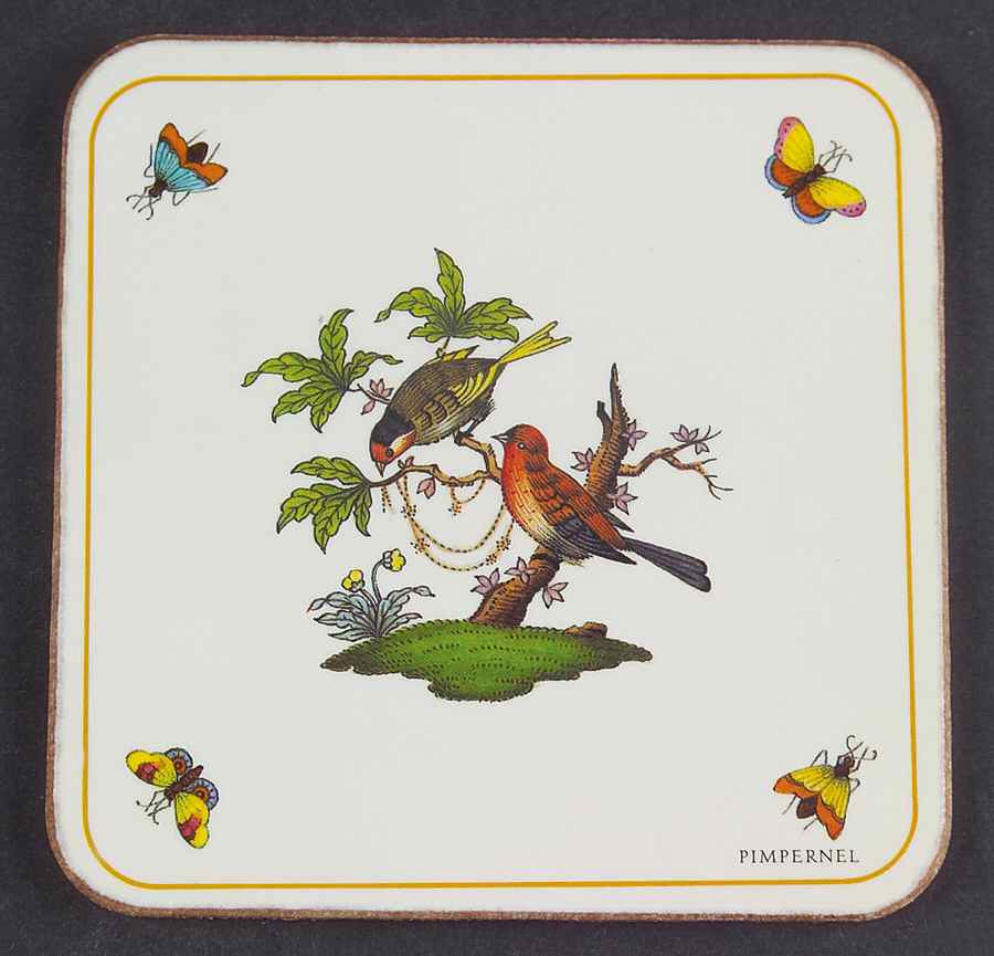 Rothschild Bird (RO) Square Corkback Coaster by Herend-1