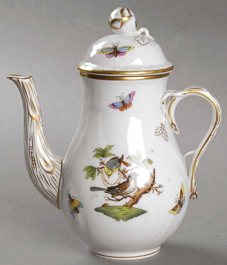 Rothschild Bird (RO) Mini Coffee Pot & Lid by Herend-1
